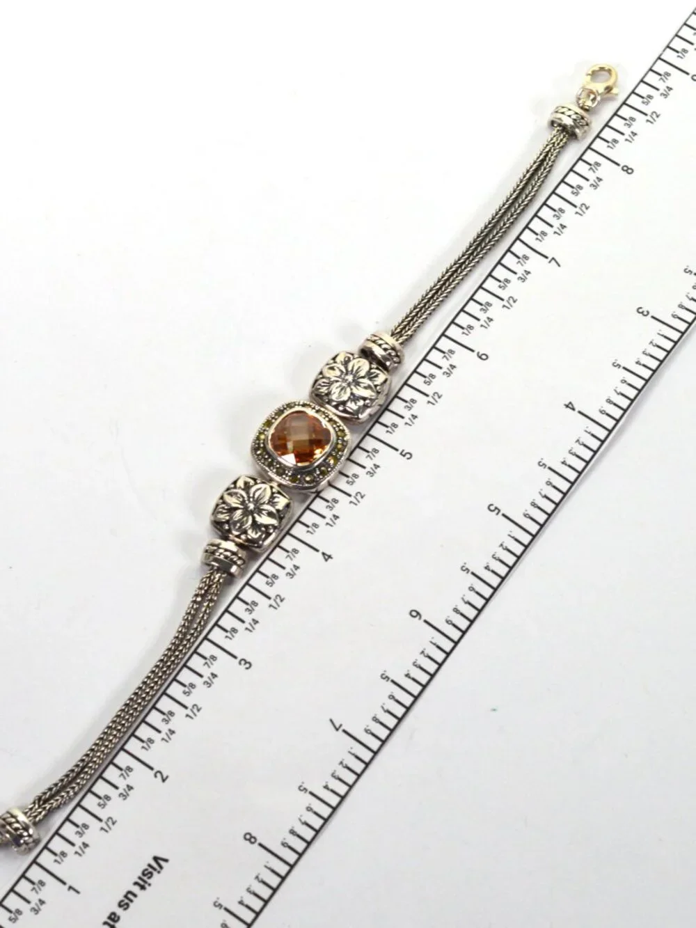 Bali Naga Artisan Crafted Sterling Silver Bracelet w Champagne Quartz
